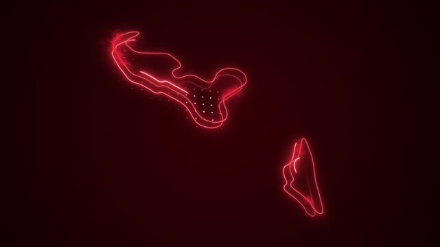 3D Neon Red Tonga Map Borders Outline Loop Background