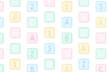 A colorful and playful background featuring pastel block letters and numbers, ideal for children's designs, scrapbooking, or educational materials. Vibrant and cheerful aesthetic.