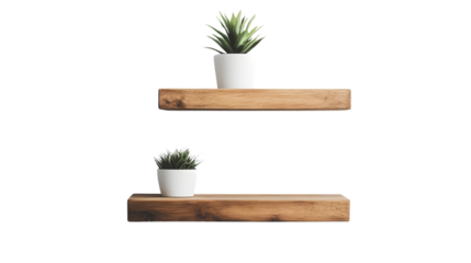 Modern Wooden Floating Shelves on Clean White Wall
