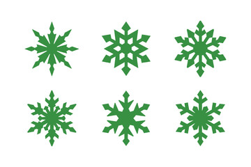 set of green snowflakes