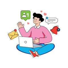 A flat design illustration of social media notification 