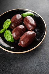Black pudding sausage fresh delicious gourmet food background on the table rustic food top view copy space