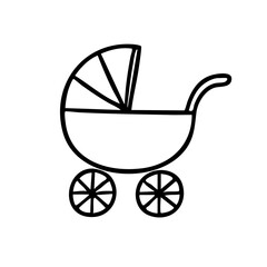 ベビーカー　手書き　線画
