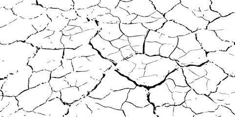 High-Resolution Vector Texture of Dry Cracked Earth with Transparent Background – Grunge Distressed Overlay Featuring Natural Split Lines and Soil Fractures
