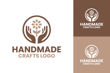 Professional Handmade Crafts Logo with Unique Flower and Hand Design