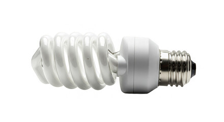 Close-up view revealing the intricate spiral design and bright white color of an energy-saving bulb.