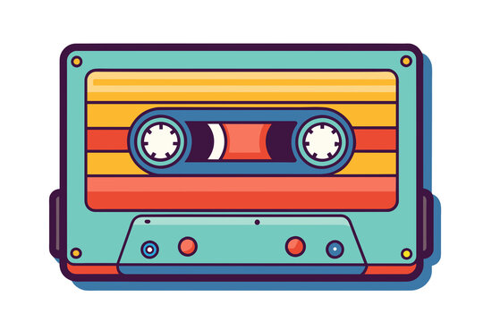 Old, isolated retro audio cassette tape for music and sound recording