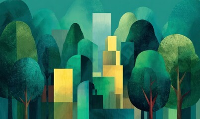 Vibrant Abstract Forest Scene