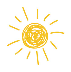 Hand-Drawn Sun Illustration Warm Yellow Sunshine Clipart