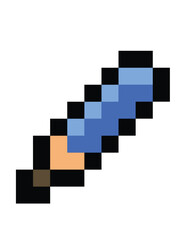 Pixel Art Sword Blue Pixelated Weapon Design - 8-bit Game Asset