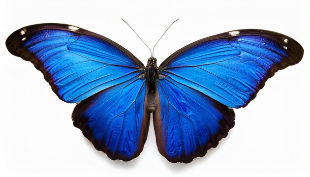 big blue butterfly morphinae isolated on white background