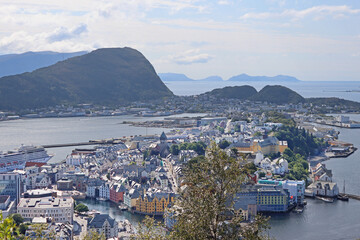 Beautiful landscape of Alesund city in the summer, Norway
