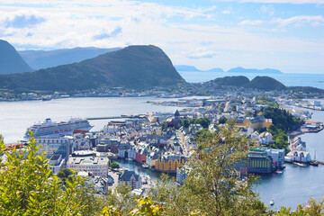Beautiful landscape of Alesund city in the summer, Norway