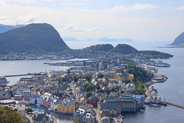 Beautiful landscape of Alesund city in the summer, Norway