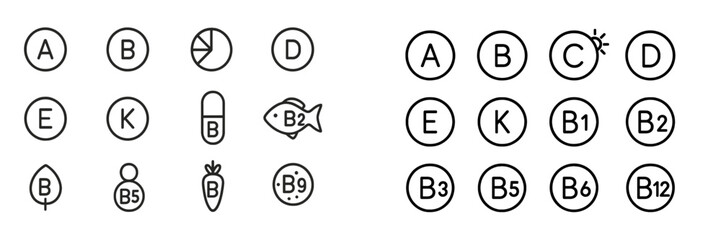 Visual representation of various symbols and icons used for categorizing items in a simplified format