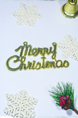 Christmas background with xmas tree and sparkle bokeh lights on red canvas background. Merry christmas card. Winter holiday theme. Happy New Year. Space for text