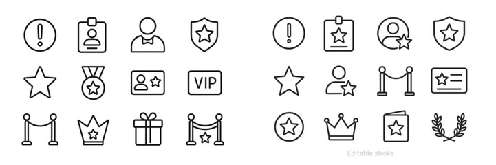 Collection of outline icons depicting various award and recognition themes in a minimalist style suitable for banners and presentations