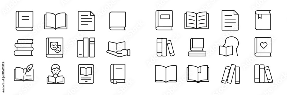 Poster diverse collection of book and reading icons displayed on a digital interface for educational and de