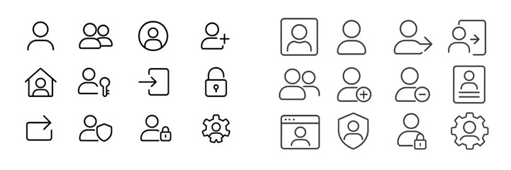 Icons representing user profiles, groups, access roles, and security features displayed on a digital interface for modern applications