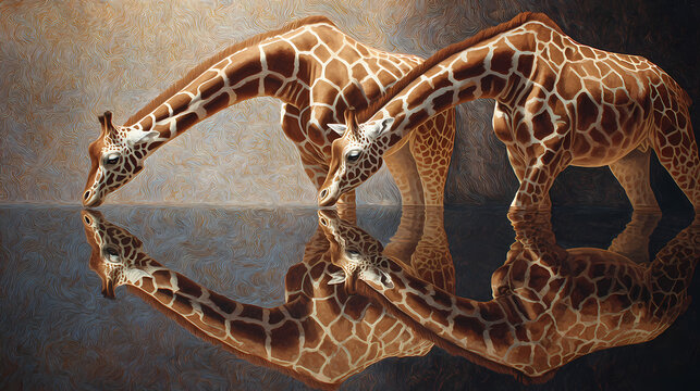 cultural magazine on surreal themes | self-aware illusion | psychic unease | sun-bleached surreal tones | symbolic verticality | burning giraffes | reflected impossibility | hyper-defined edges |