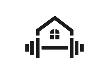 Home Gym Fitness Logo with Barbell and House Design – Modern SVG Icon for Workout, Training, and Personal Fitness Branding