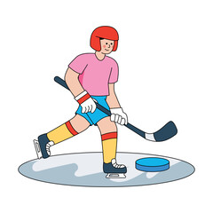 Fototapeta premium A flat design illustration of ice hockey player 