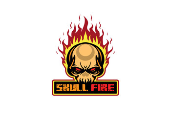 Skull with Flames Logo Design – Fierce Fire Skull SVG Icon for Biker, Gaming, Tattoo, or Rock-Themed Branding Projects