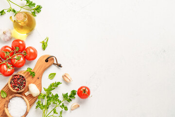 Fototapeta na wymiar Healthy food background on white.