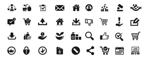 Icons set of Global Business linear web icons collection