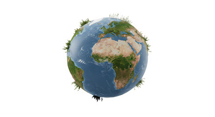 Realistic Earth globe with a vibrant, artistic pixelated effect around the edges, centered on black.