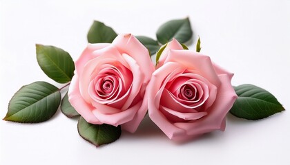 pink roses closeup on white background
