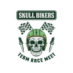 skull bikers and garage logo emblem vector design
