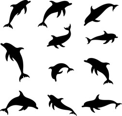 Sea Animals Silhouettes Collection vector bundle design