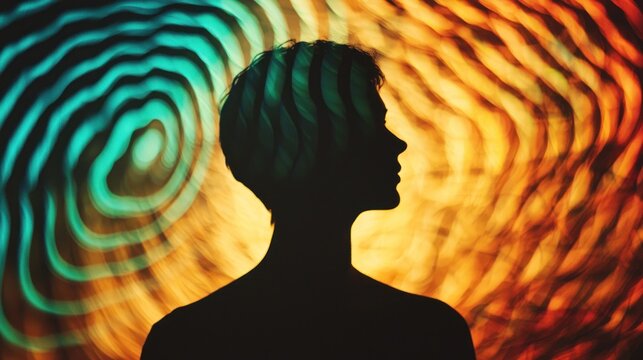 A silhouette of a person with an abstract pattern in the background, symbolizing uniqueness.