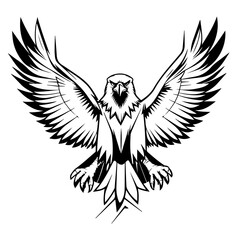 The Spirit of Independence: Black Ink-Style Eagle in a Striking Wing-Spread Pose