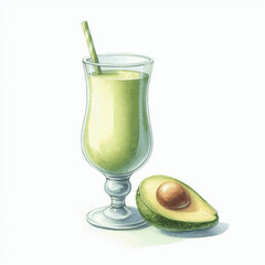 Avocado Alchemy Smoothie isolated watercolor vector illustration svg