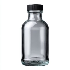 Clear glass bottle with black cap mockup