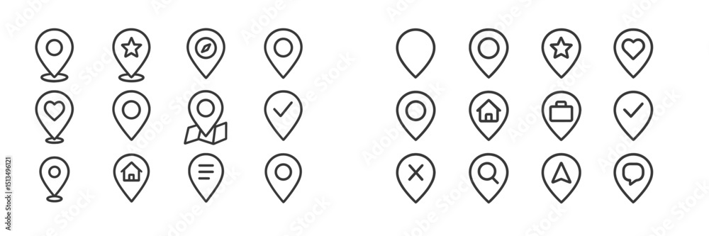Poster various location markers designed for mapping and navigation use in urban settings showcasing divers