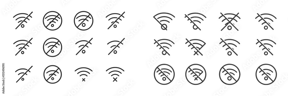 Poster collection of various internet connectivity icons showing connected and disconnected statuses in a d