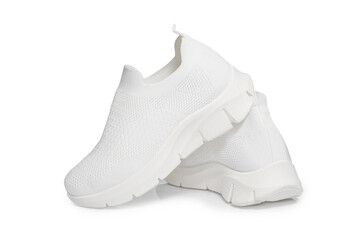 White sport sneakers isolated on white background – clean athletic footwear
