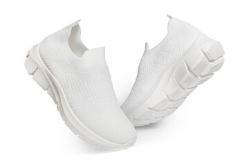 White sport sneakers isolated on white background – clean athletic footwear