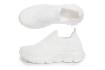 White sport sneakers isolated on white background – clean athletic footwear
