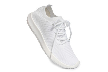 White sport sneakers isolated on white background – clean athletic footwear