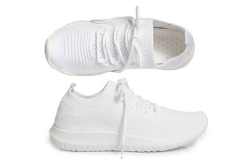 White sport sneakers isolated on white background – clean athletic footwear
