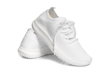 White sport sneakers isolated on white background – clean athletic footwear