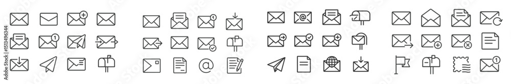 Poster various line icons representing communication tools and methods in a digital context, showcasing an 