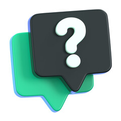 FAQ Question mark speech bubble isolated. General user interface icon concept. 3D Illustration.