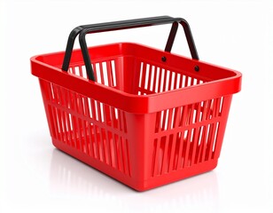 A studio render ,of an empty shopping basket. 3d llustration, 3D render, isolated on 