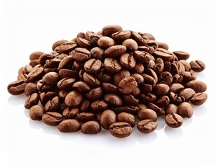 pile of coffee beans isolated on white