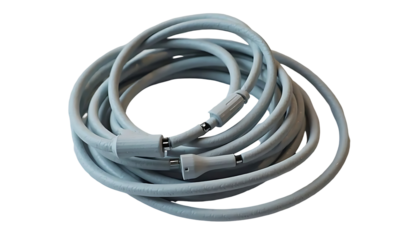 White Cable Coiled on Black Background